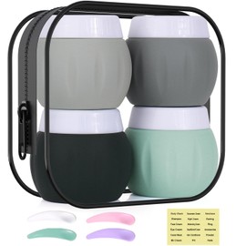 Travel Containers for Toiletries, GLAMFIELDS TSA Approved 1.7oz 50ml Travel Size Silicone Cream Jars BPA Free, Leak-proof Travel Essentials with Lid for Cosmetic Face Hand Body Cream Grey (4 Pack)