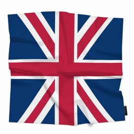 Xuwenz Bandana England Flag Soft Comfortable Red White Stips Navy Blue Background Silk Scarf for Women Hair 90x90 CM