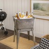 Benjara Multi Functional Galvanized Metal Tub on Stand, Gray