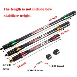 10 Inch 12 Inch 15 Inch Archery Bow Stabilizer Balance Bar Rod Side Rod Carbon Fiber Stabilizer Dampen Weight for Compound Bow Recurve Bow Accessory (Silver, 12 inch)