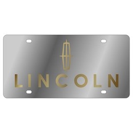 Eurosport Daytona- Compatible with Lincoln Gold Logo, Gold Word -Stainless Steel License Plate-