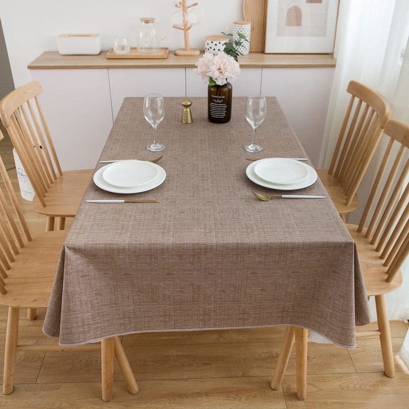 Pioggia Vinyl Tablecloth with Flannel Backing Rectangle Waterproof Oil-Proof Plastic