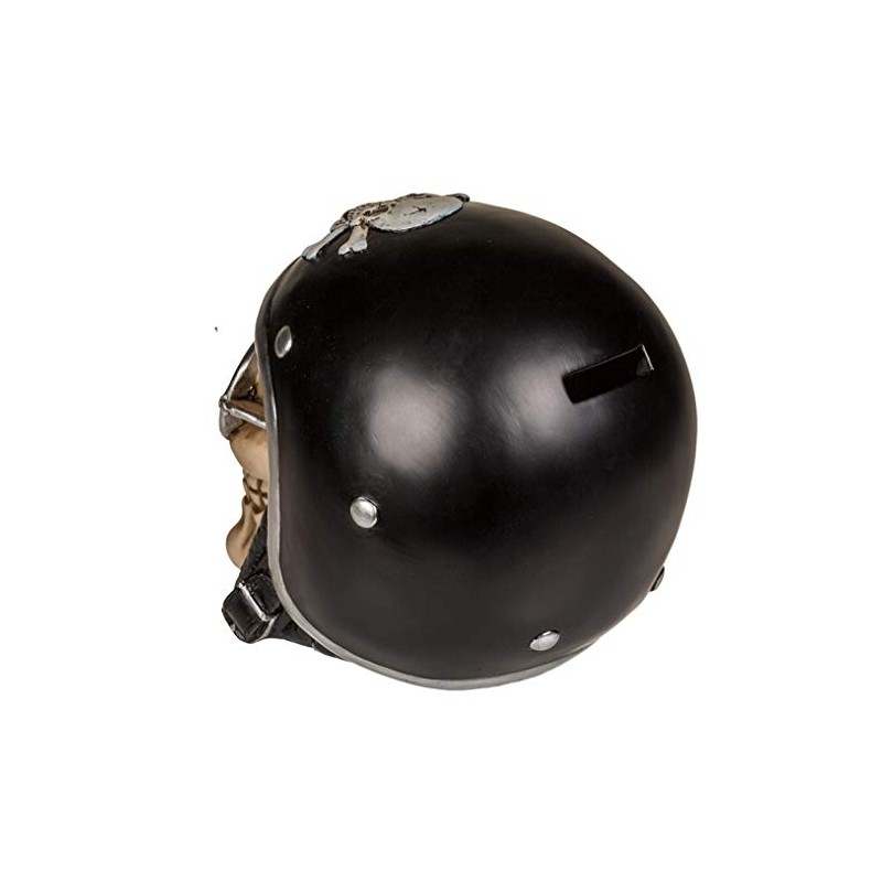 MIK funshopping Skull Money Box with Black Motorcycle Helmet