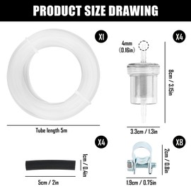 Petrol Filter, Fuel Filter, Petrol Filter Moped, 4 Petrol Filters + 4 m Fuel Hose + 4 Fuel Hoses + 8 Hose Clamps for Webasto, for Eberspacher