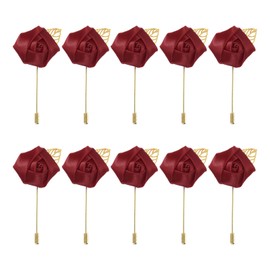 MECCANIXITY 10 Pcs Ramilletes de Novio Alfileres de Ramillete de Rosa 2"x3.5" para Hombres Ceremonia de Boda Aniversario Cena Formal Fiesta Decoración Rojo Intenso