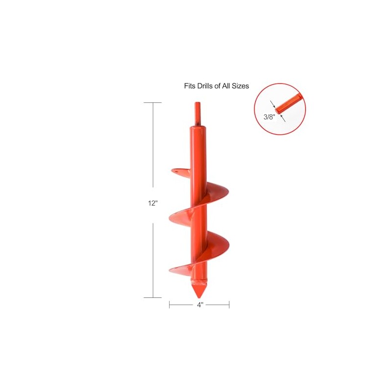 MAXCCINO Auger Drill Bit for Planting 4"(D) x12(L), Garden Ground