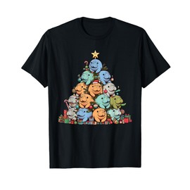 Cute Manatee Christmas Tree Womens Mens Kids Funny T-Shirt