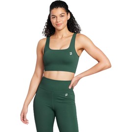 Peloton Seamless Square Neck Bra, (Garden Green, X-Small/Small), Low-Impact Sports Bra, Womens Ribbed Tank Top for Yoga, Strength, Workout or Meditation, Casual Non-Padded Seamless Bra