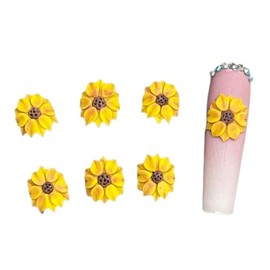 Set 10Pcs 3D Sunflowers Flower -Nail Art Charms Handmade by Acrylic Powder Design Floral Salon Decor, 3D -Flowers -Nails -Charms -for Women Girls (Sunflower -8Pcs)
