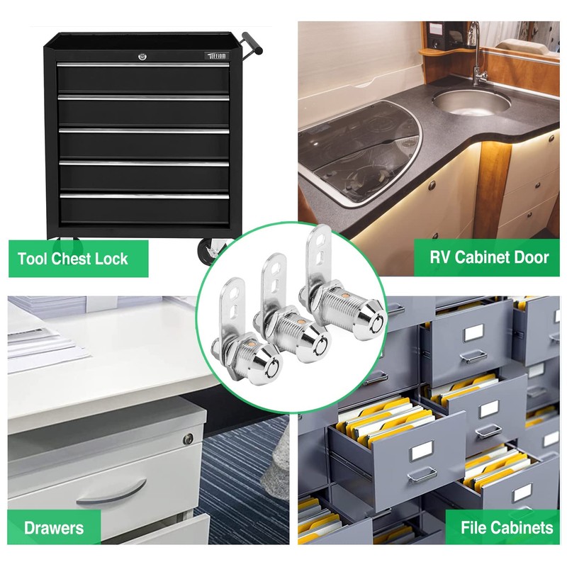 5-Pack RV Storage Locks with Keys, 1-1/8' Keyed Alike Locks