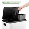 Kitchen Trash Can, 2x4 Gallon Rectangular Kitchen Waste Bin, Dual