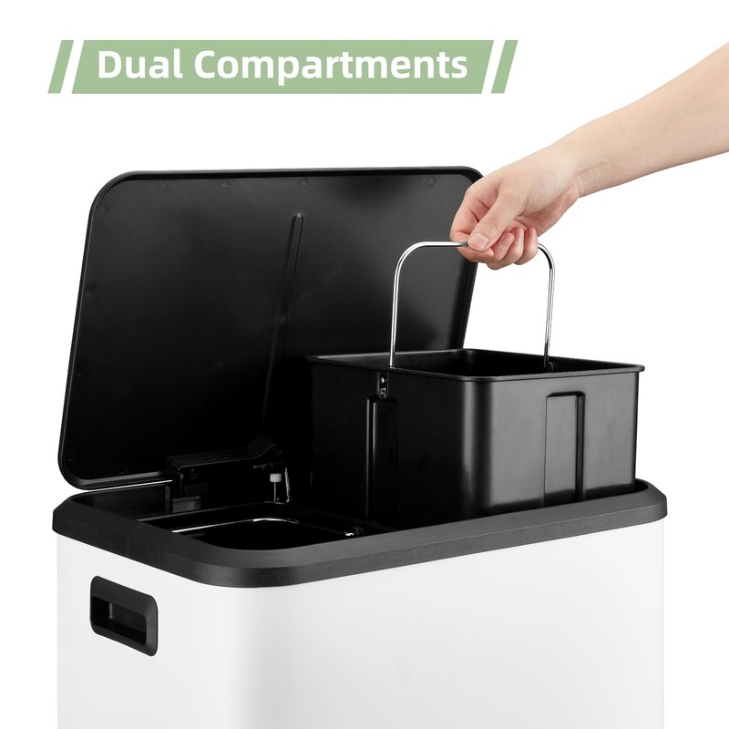 Kitchen Trash Can, 2x4 Gallon Rectangular Kitchen Waste Bin, Dual