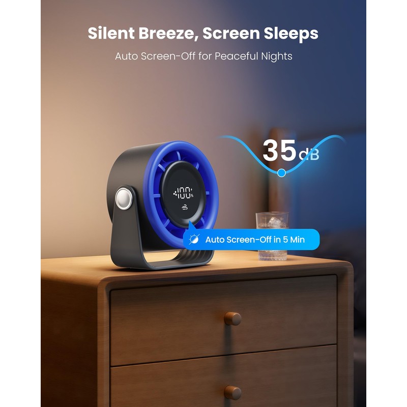 Gaiatop Small Desk Fan Rechargeable, Quiet Small Fans, Max 11.5H