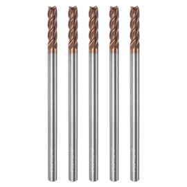 HARFINGTON 5pcs Carbide Square End Mills 4mm (5/32") Dia 4mm (5/32") Shank 75mm (3") Extra Long HRC55 TiSiN Coated Micro-Grain Tungsten Carbide 4 Flutes Milling Bit Cutter