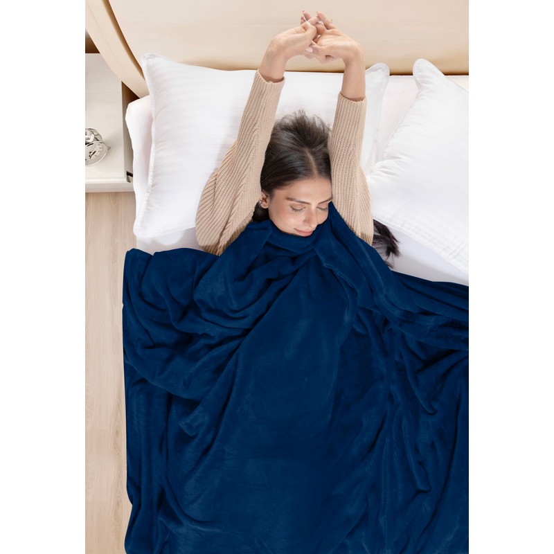Utopia Bedding Navy Fleece Blanket [Double - 150 x 200