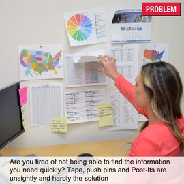 Ultimate Office AdjustaView 10-Pocket Wall Reference Organizer with Easy-Load Pockets and Mounting Screws, Black Pockets