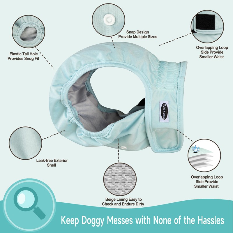 Tuiskusa Reusable Washable Dog Diapers Female, Highly Absorbent Doggie Diapers,