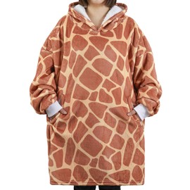 Huglanket Giraffe Gifts for Giraffe Lovers, Wearable Flannel Giraffe Blanket Hoodie with Two Large Pocket