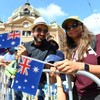 Fiohiros 15 Pcs 5.5x8.3 in Australia Hand Waving Flag, Australia