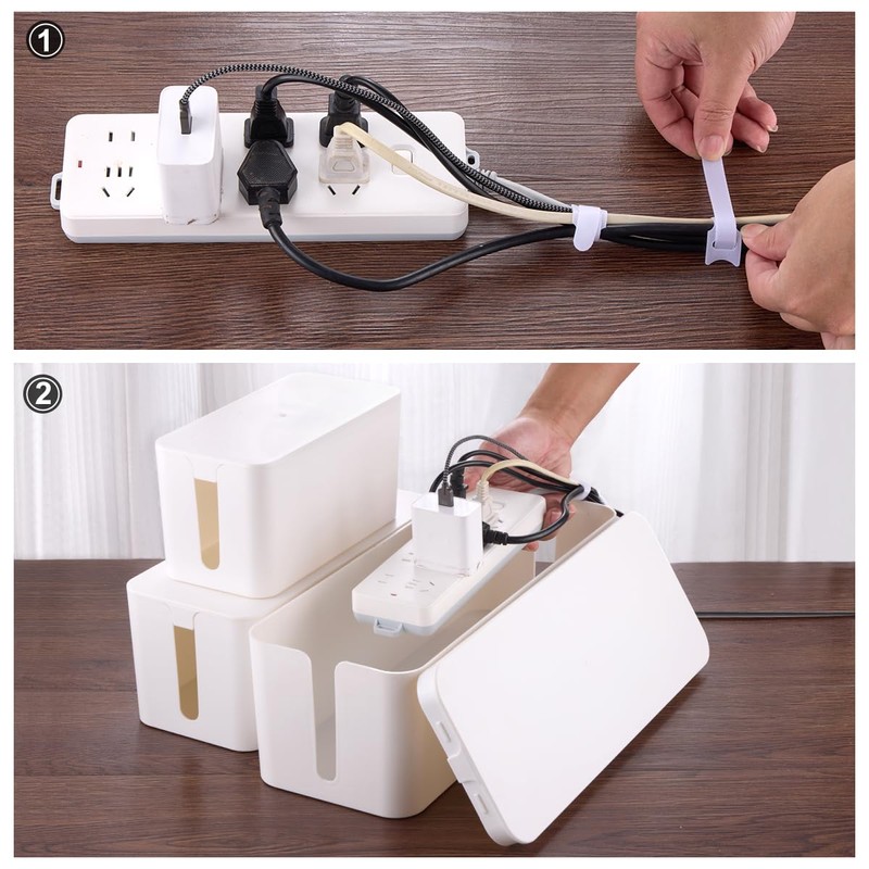 3 Pack Cable Management Box with 18 PCS Cable Management
