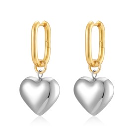 LILIE&WHITE Earrings for Women Two-Tone Heart Drop Earrings - Elegant Gold & Silver Statement Jewellery for Women