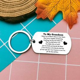 Grandson Keychain Inspirational Gifts for Grandson from Grandmother Grandparents Grandson Graduation Gifts Birthday Gift to My Grandson Gifts Inspirational Gift for Boys from Grandparent