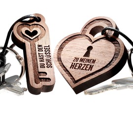 Love Padlock 2 Teiliges Set Genuine Wood Keychain - High Quality Romantic Partner Followers - Medical with Text: You Get The Key ... Key To My Heart
