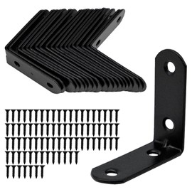 20Pcs Black L Angle Brackets with Screws for Furniture Repair, Wall Shelving, DIY Woodworking and Corner Reinforcement