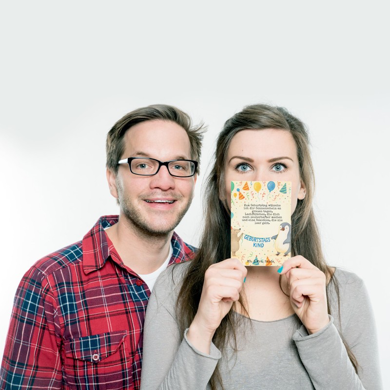 Mr. & Mrs. Panda Postkarte Maus Pinguin Geburtstag Design -