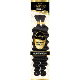 Sensationnel Empire bulk hair braiding – deep body bulk human hair with for knotless box or curly loose wave hair styles - Empire deep body bulk 1 pack (18 inch, 1B OFFBLACK)