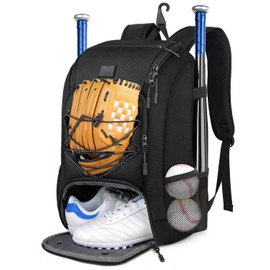 MATEIN Youth Baseball Bag, Softball Bag with Cleats Pocket for Girls, Boys, Adult, Large Baseball Backpack for Men with Fence Hook- Hold 2 Bats, Batting Mitten, Helmet, Caps, Teeball Gear