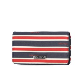 Nautica Seaside Slim RFID Wallet for Women – Credit Card Holder with Coin Purse, Women’s Clutch Small Organizer with ID Window - Indigo/Red/White