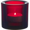 Iittala Kivi - 60mm tealight Support. Color Nuevo Transparent Red