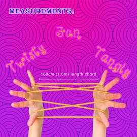Cats Cradle Portable Retro 90s String Game, Neon Orange and Yellow, Approx Length 1.6m (160cm), Trick Manual Included, Great for Motor Skills, Imagination, Creativity, Playing Solo and with Friends