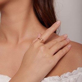 WOSTU Black Cat Ring for Women 925 Sterling Silver Kitty Cat Ring Pet Dainty Ring Wrap Stacking Statement Rings Animal Ring for Cat Lover Women Girl, Sterling Silver, No Gemstone