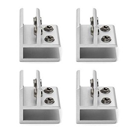 QWORK® Pack of 4 90 Degree Glass Holder Glass Clamp, Aluminium Glass Shelf Support Clamp for 9-12 mm Thickness