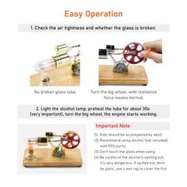 Vislone Mini Hot Air Stirling Motor Model Colorful LED Power Generator Educational Science Kit