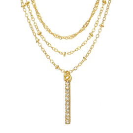 Layered Gold Necklaces for Women, 14K Glod Plated Bar Pendant Chain Necklace - Dainty Gold Choker Necklace Trendy Jewelry Set Gifts for Women Mom Teen Grandma