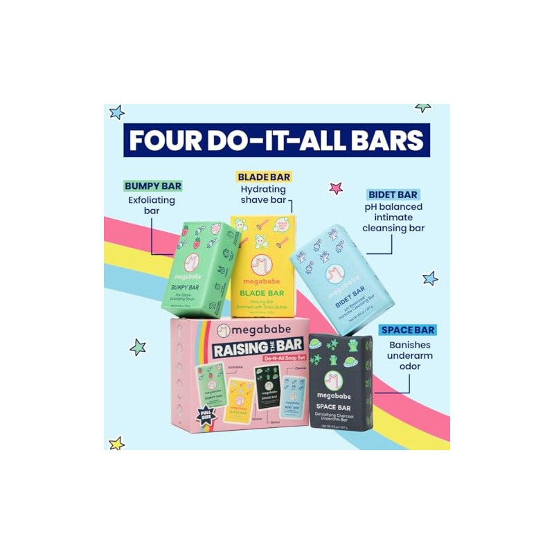 Megababe Set de jabón multifunción Raising the Bar | Incluye