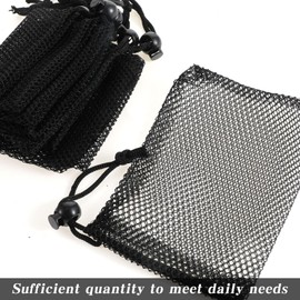 12 Pcs Small Mesh Bags Black Nylon Drawstring Bags with Cord Lock Closure Delicates Portable Travel Stuff Storage Bag for Gym Pool Toys Travel Cosmetics Washing Machine Bag