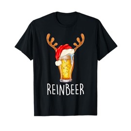 Winedeer Reinbeer Santa Hat Reindeer Couple Xmas Matching T-Shirt