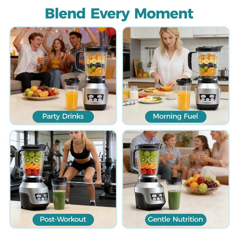 DUMOS Smoothie Blender for Kitchen with 6 Blades, Personal Blender