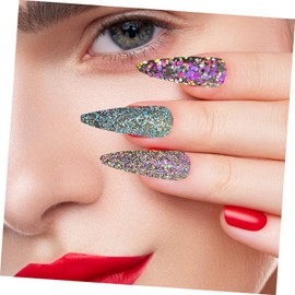 SAFIGLE Nail Glitter Powder Flakes 6 Colors Reflective Nail Art Sequins Sparkly Diamond Pigment