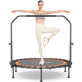 ANCHEER 40/48" Mini Trampoline with Upgraded Bungee Cords, 550LBS Capacity, Adjustable Foam Bar & Resistance Ropes, Indoor/Outdoor Rebounder for Adults