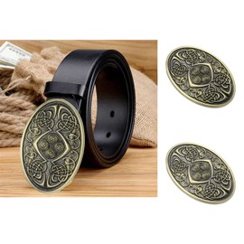 VGOL Celtic Knot Belt Buckle Vintage Metal Oval Men Belt Clasp Belt Fastener for 3.8 cm to 4 cm Width Belt Men Belt Replacement Accessories Bronze