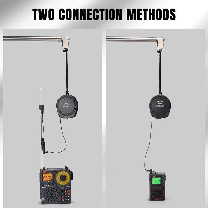 Raddy SW002 Shortwave/FM Reel Antenna, 23.6’ External Antenna for Increase