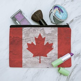 Rustic Distressed Canada Flag on Wood Makeup Cosmetic Bag Organizer Pouch