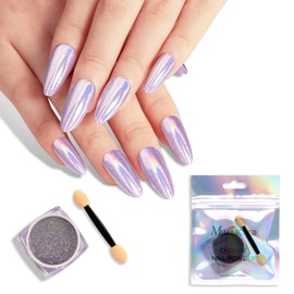 MelodySusie Chrome Nail Powder for Gel Nails,Holographic Laser Silver Metallic Mirror Effect Pigment Stylish Fine Glitter for Home DIY Salon Use Visit The MelodySusie Store