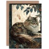 Artery8 Siberian Cat Perched on Window Sill in Autumn Modern