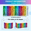 Bouiexye 2 Pack 29.5x108 Inch Foil Tinsel Fringe Table Skirts,